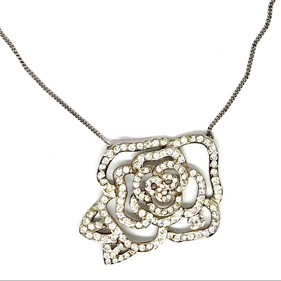 CHANEL Silver Rare Crystal Coco Camellia - Picture 10 of 14